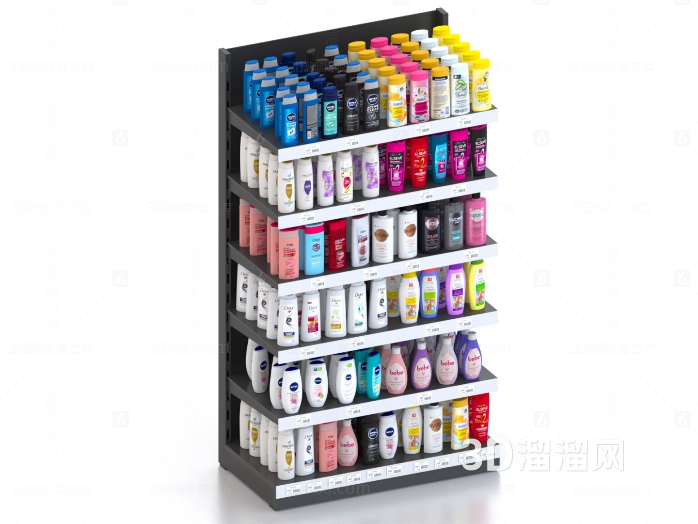 日用百貨3D模型下載 洗發(fā)水、沐浴露超市貨架模型資源推薦